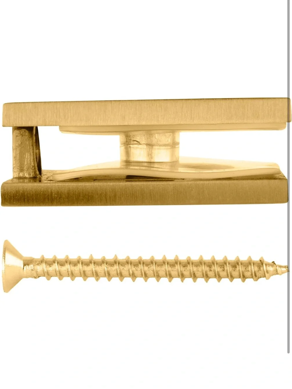 CRL Satin Brass Square Style Hole-in-Glass Fixed Panel U-Clamps